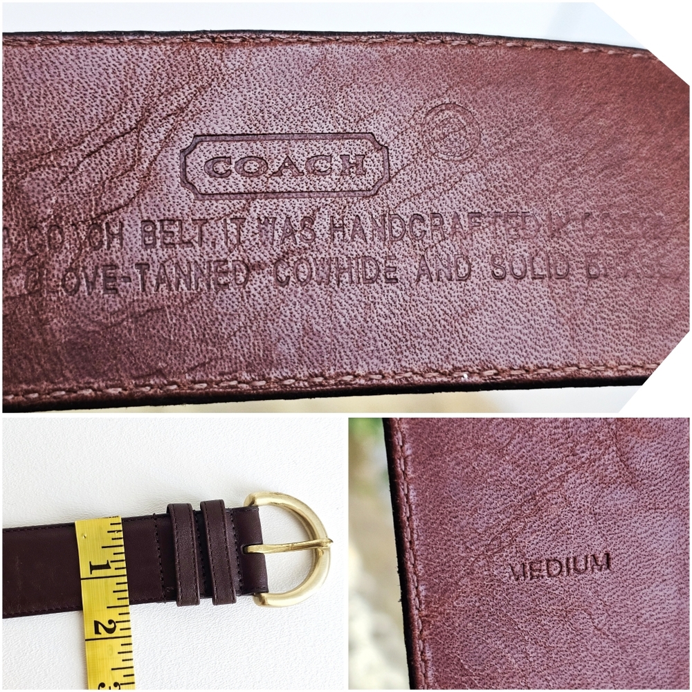 Coach Vintage Brown Leather Belt | Medium | Solid Brass Buckle | Handcrafted - Picture 15 of 16